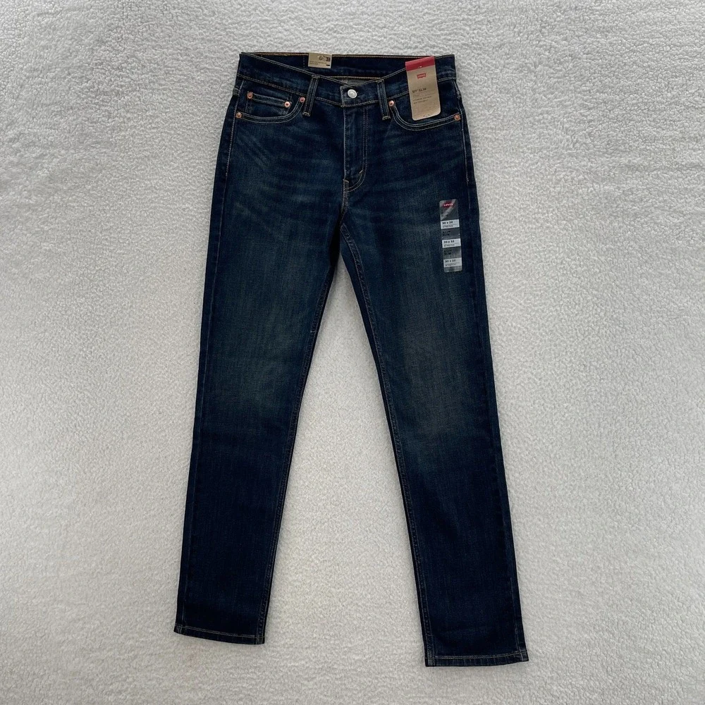Levis Jeans Mens 30x32 Blue 511 Slim Fit Dark Wash Denim Whiskers Goth Grunge